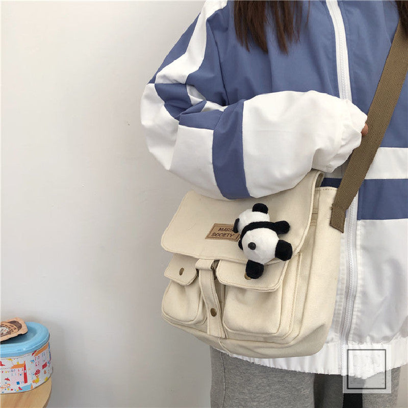 Simple Solid Colors Canvas Messenger Bags - Fashion Teen School Crossbody Bags
