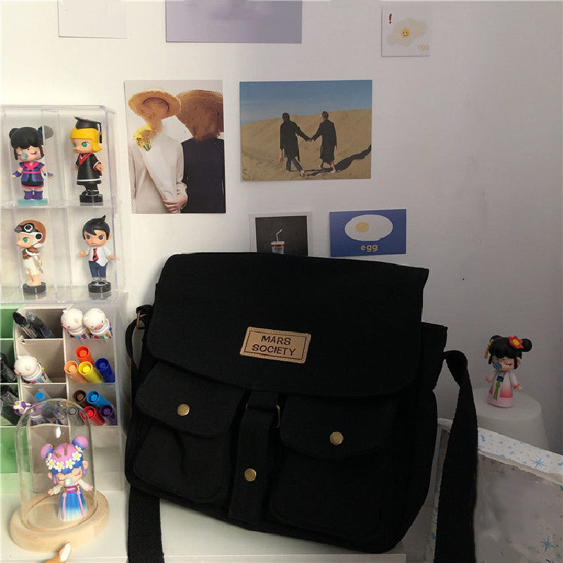 Simple Solid Colors Canvas Messenger Bags - Fashion Teen School Crossbody Bags