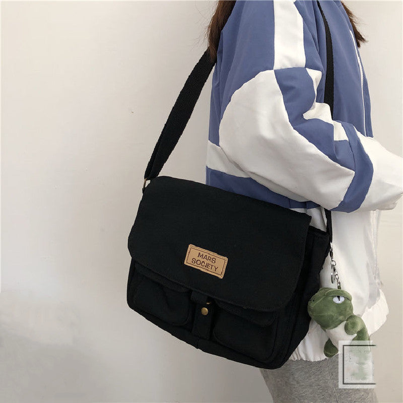 Simple Solid Colors Canvas Messenger Bags - Fashion Teen School Crossbody Bags