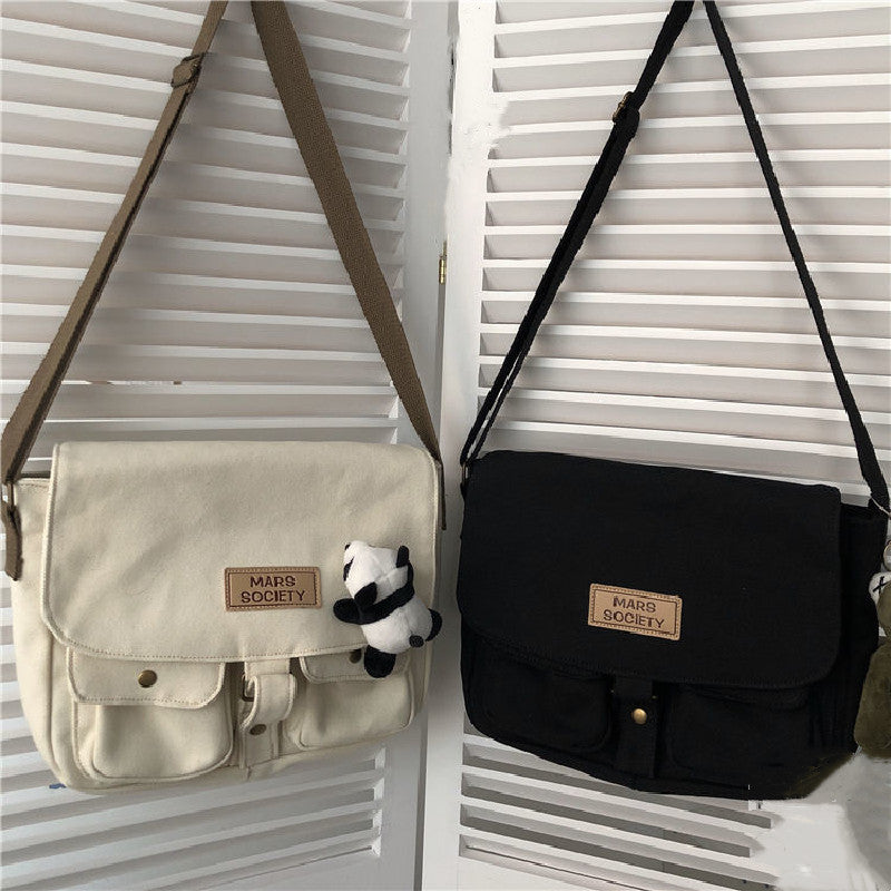 Simple Solid Colors Canvas Messenger Bags - Fashion Teen School Crossbody Bags