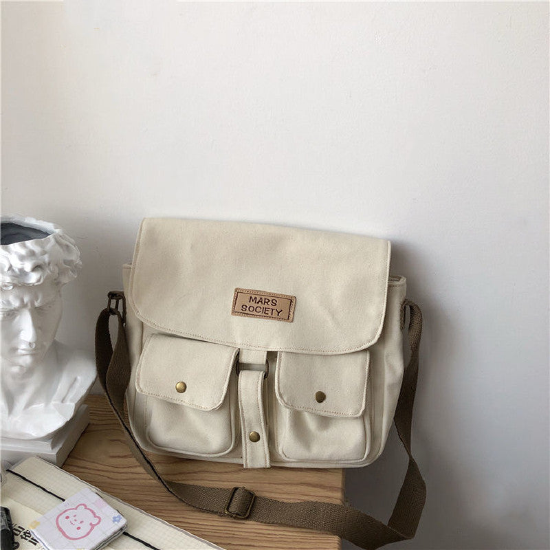 Simple Solid Colors Canvas Messenger Bags - Fashion Teen School Crossbody Bags