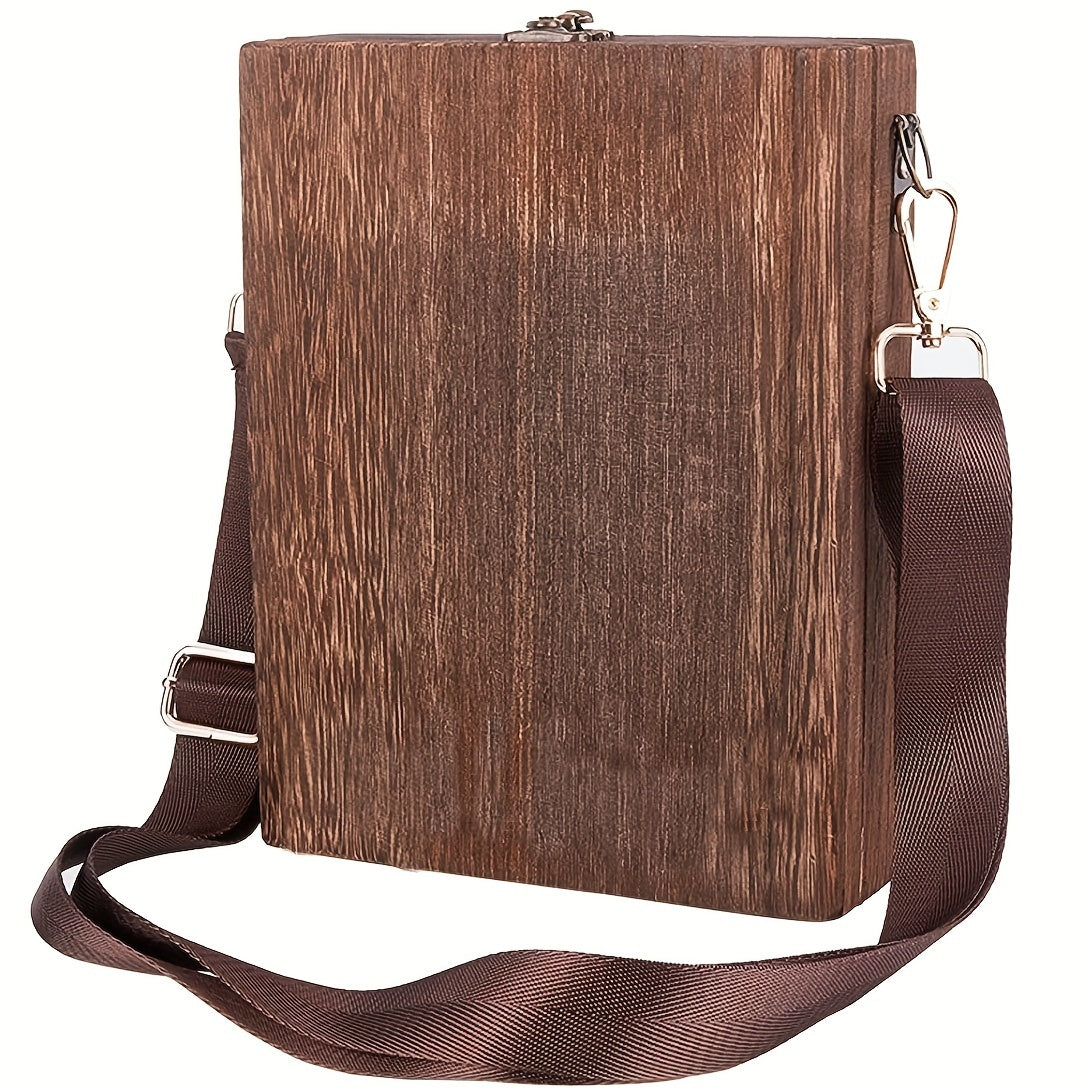 Men's Wooden Portable Crossbody Postman Bag - Multifunctional Tool Storage Sling Box