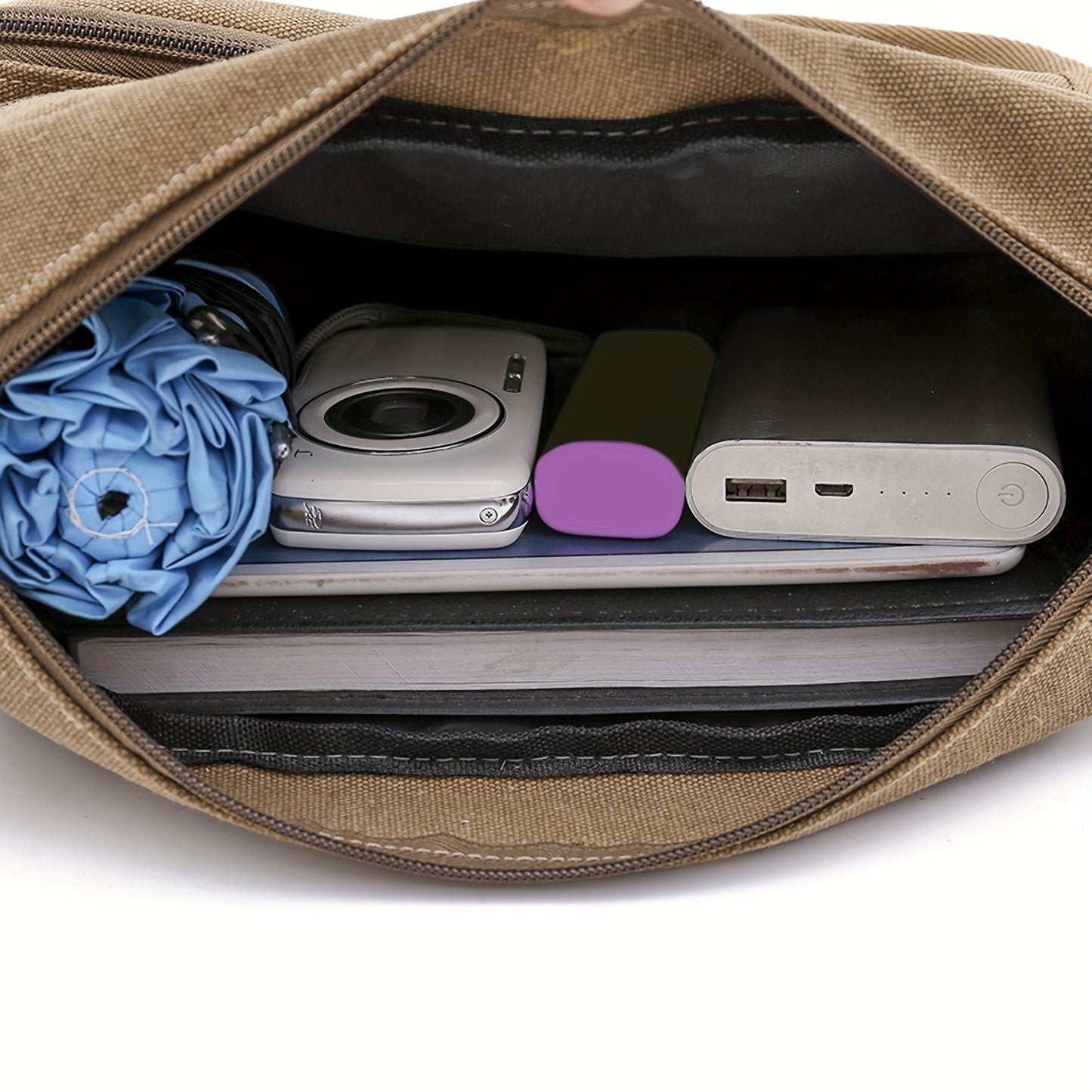 Men's Canvas Large Capacity Shoulder Bag - Multi-pocket Messenger Bag for Travel