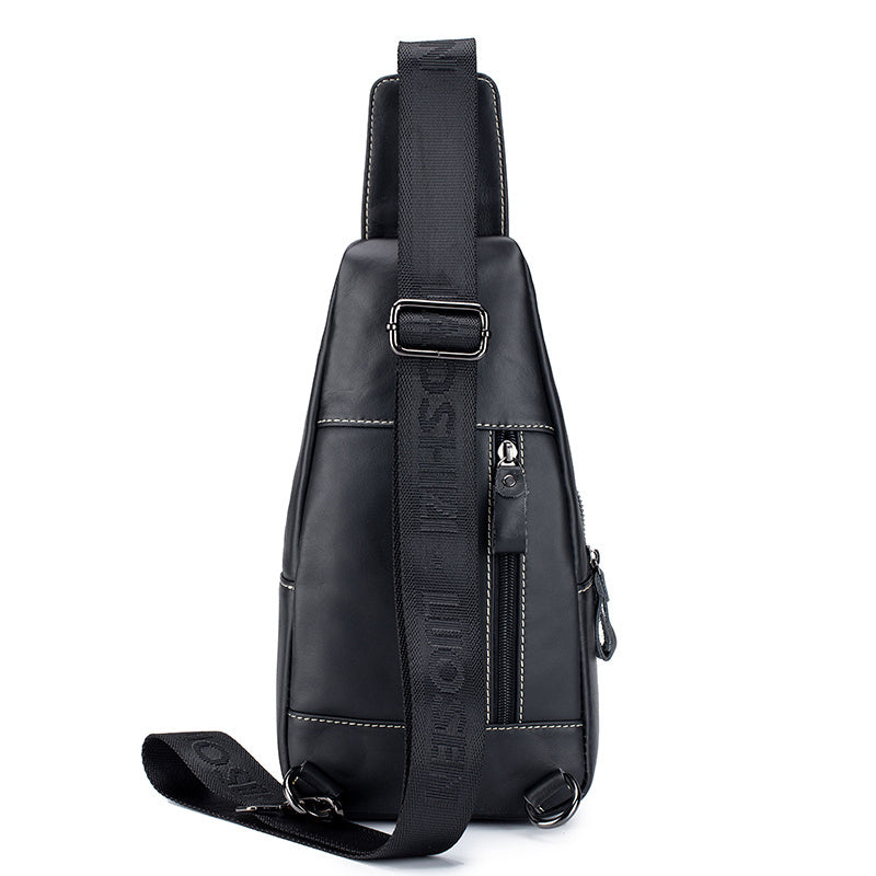 Men's Large Capacity Leather Chest Bag - Retro Casual Style Shoulder Bag