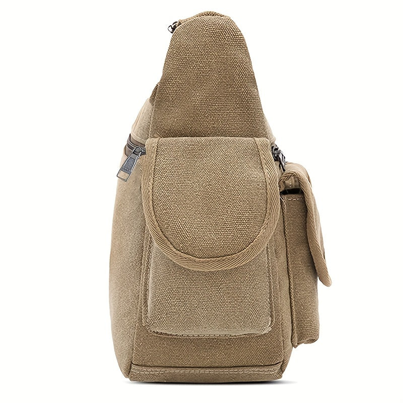 Men's Canvas Large Capacity Shoulder Bag - Multi-pocket Messenger Bag for Travel