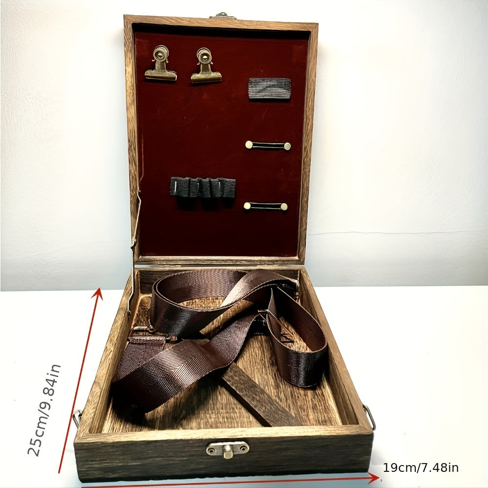 Men's Wooden Portable Crossbody Postman Bag - Multifunctional Tool Storage Sling Box